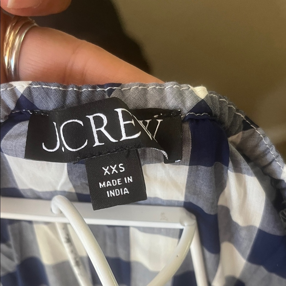 J. Crew Navy and White Plaid Long Sleeve Dress - Picture 2 of 5